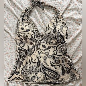 Paisley Tankini Top - Black and Cream
